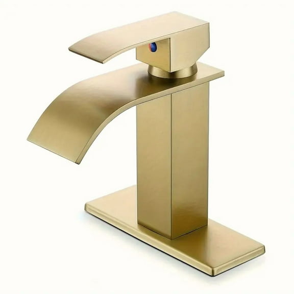 Brushed Gold Bathroom Sink Basin Faucet Single Handle Vanity Mixer Taps w/Cover