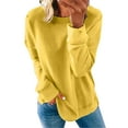 thumbnail image 1 of Pxiakgy Chandail Décontracté à Manches Longues pour Femmes Automne Hiver Col Rond Couleur Unie Jaune + TTG, 1 of 5