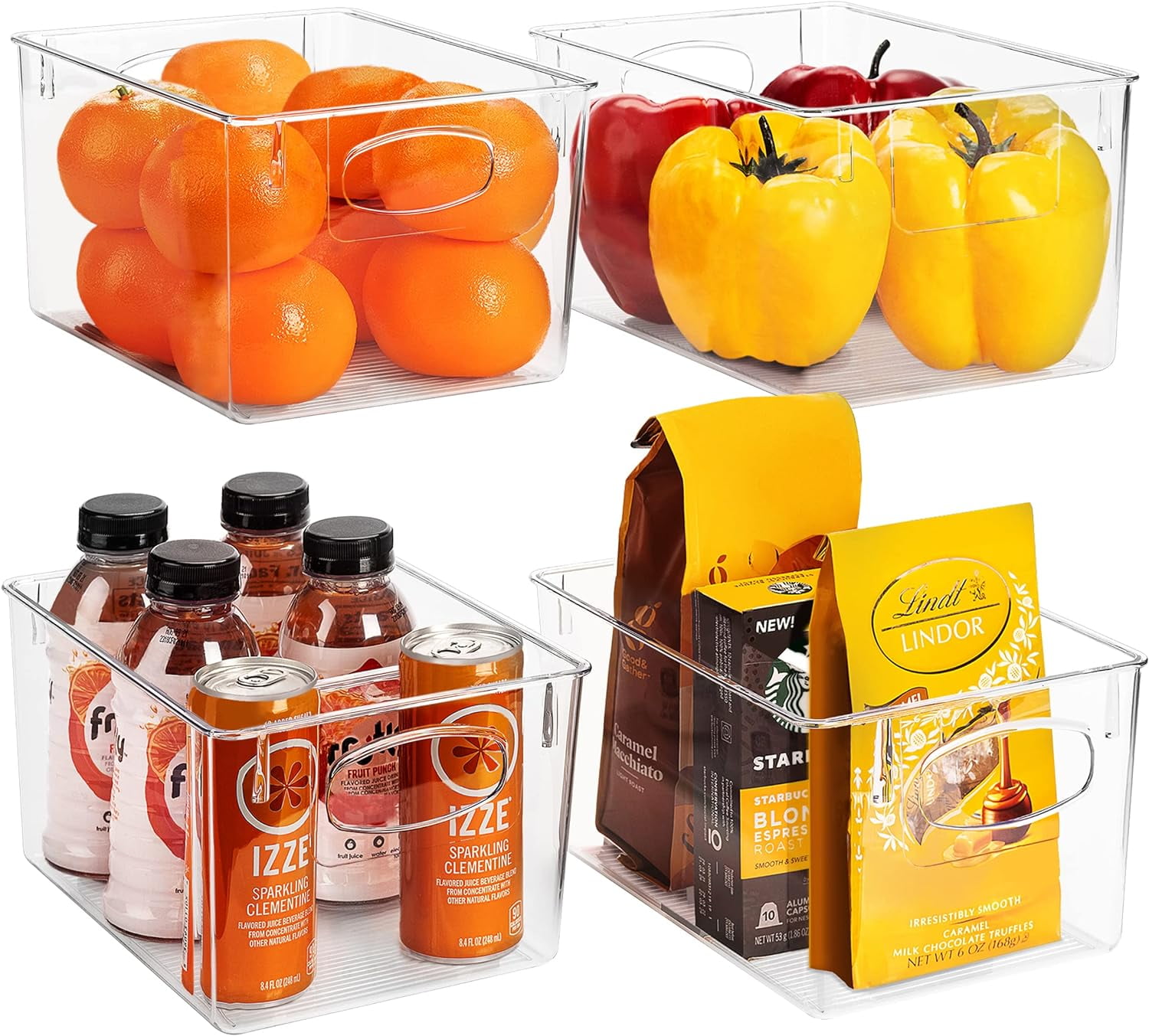 Sorbus Clear Plastic Storage Bins - Kitchen, Pantry, Cabinet, Fridge, and Refrigerator Organizer (8-Pack)