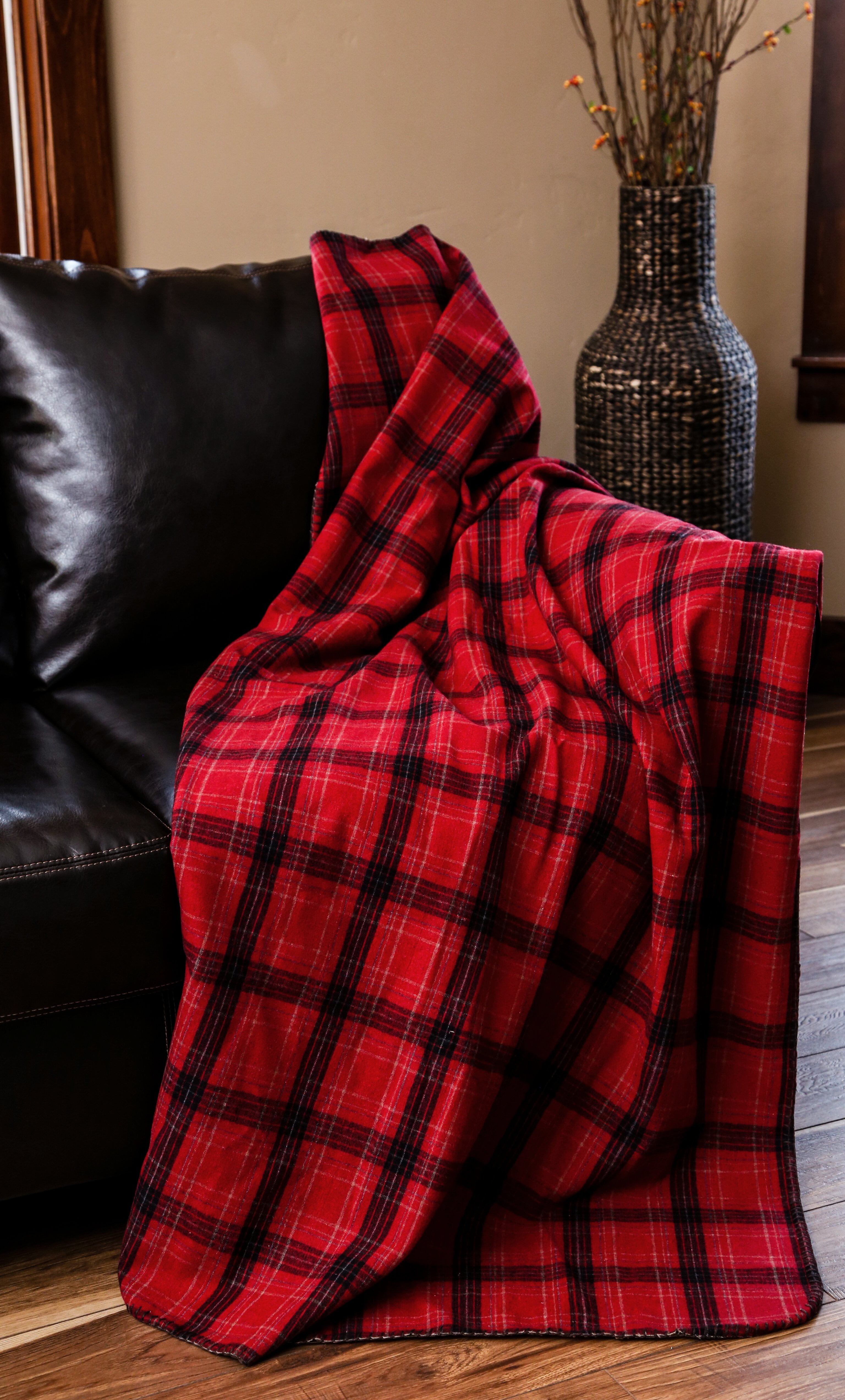 Carstens Red Una Plaid Throw Blanket