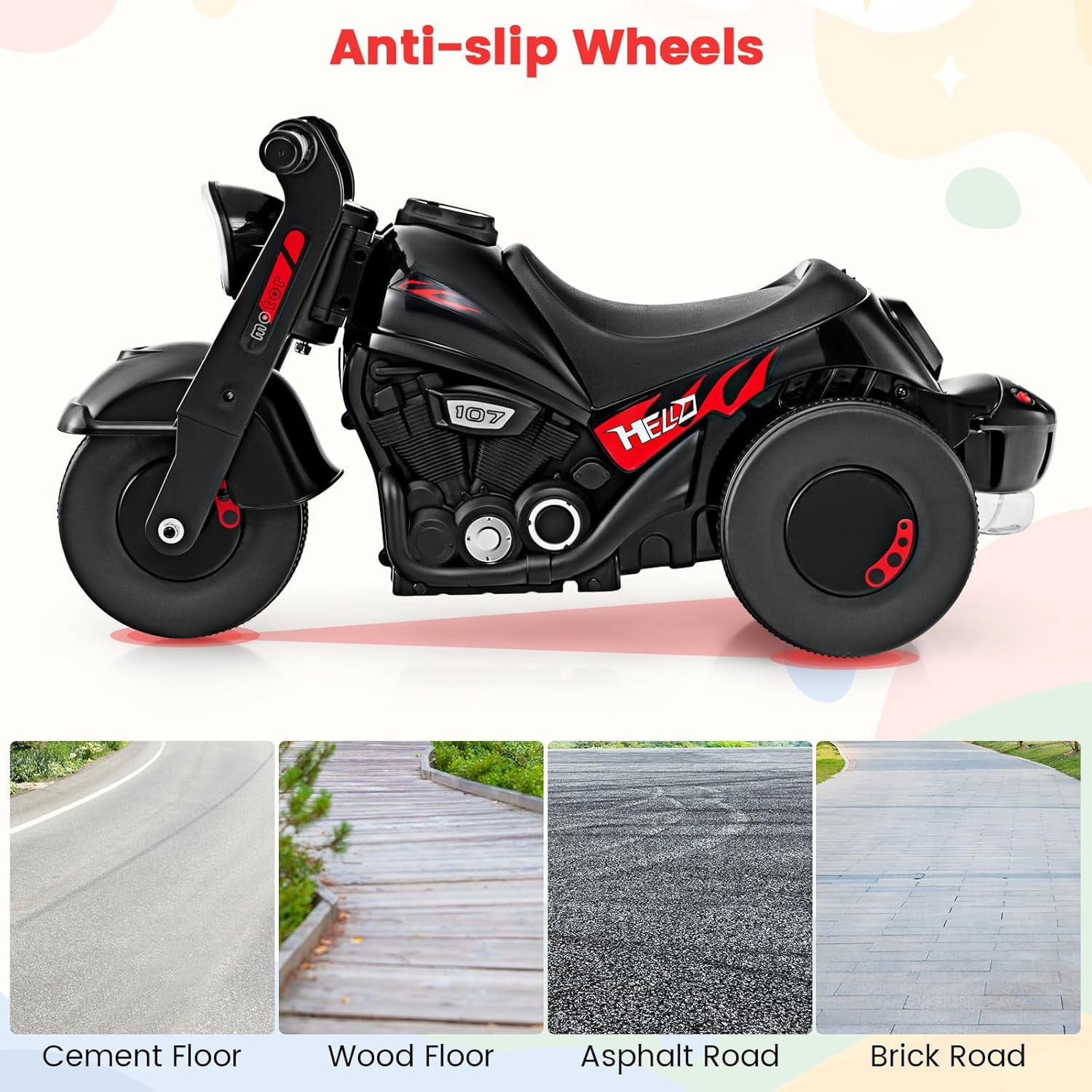 OLAKIDS Ride on Push Car, Foot-to-Floor Sliding Car for Toddlers Kids Motorcycle with Bubble Maker, Music, 3 Wheels Ride on Toys Gift for Boys Girls Aged 3-5 Years