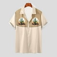 thumbnail image 2 of JURANMO Hawaiian Shirt for Men Summer Short Sleeve Funny Button Down Shirts Casual Lapel Bowling Shirts Color Block Vacation Tops Sales Today Clearance Beige L, 2 of 6