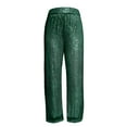 thumbnail image 5 of Audhol Sequin Pants for Women Womens Wide Leg Sequin Pants Elastic High Waisted Glitter Dance Pants Elegant Pants for Women Green M, 5 of 5