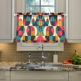 thumbnail image 2 of Yayeee Kitchen Curtains Tier Pair Light Filtering 27"x24" Rod Pocket Short Cafe Window Panel, Retro Geometric, 2 of 7