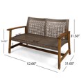 thumbnail image 3 of Noble House Augusta 6-Piece Outdoor Wood and Wicker Loveseat Set in Mocha/Gray, 3 of 10