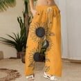 thumbnail image 4 of WTOBBY Women's Cotton Linen Floral Printed Loose Elastic Waist Ankle Pants for Summer, Casual Cropped Trousers with Drawstring, Comfortable and Stylish,Orange XL, 4 of 4
