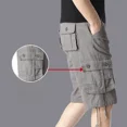 thumbnail image 3 of Pantalones cortos para hombre, anchos, holgados, de gran tamaño, con botones, pantalones cortos cargo para hombre, sueltos, populares, elegantes, casuales, de algodón, vintage, nuevos en Y2k, 3 of 5