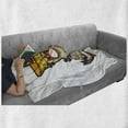 thumbnail image 6 of Day of the Dead Soft Flannel Fleece Throw Blanket, Colorful Skull with Sombrero and Moustache Eyes Art, Cozy Plush for Indoor and Outdoor Use, 60" x 80", Yellow White Ivory, by Ambesonne, 6 of 6