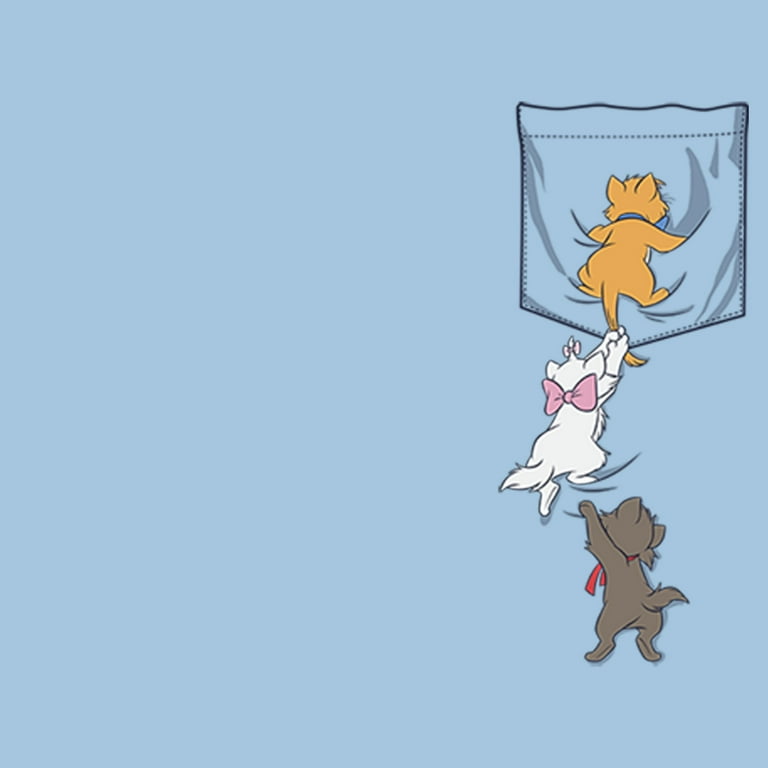 Boy's Aristocats Kittens Climbing Pocket Badge Graphic Tee Light