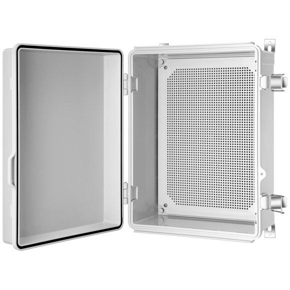 Gratury Junction Box, IP67 Waterproof Plastic Enclosure for Electrical Project, Hinged Grey Cover, Includes Mounting Plate and Wall Bracket 410×310&Atil