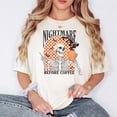 thumbnail image 3 of Nightmare Before Coffee Halloween T-Shirt for Women and Teens Funny Retro Skeleton and Bats Tee Ivory Shirt Adult Medium, 3 of 4