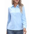 thumbnail image 1 of Camisas de Botones Súper Suaves y Antiarrugas para Mujer, de Larga, Lisas, A Rayas, para Vestir Formalmente en el Trabajo. Azul 4XL, 1 of 10