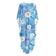 thumbnail image 5 of Xoenoiee Boho Mandala Daisy Flower Print Plus Size Kaftan Dress for Women, Oversized V-Neck Batwing Sleeve, Boho Swimsuit Cover Up, Maxi Beach Resort Caftan, 5 of 7