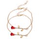 thumbnail image 1 of 2 pulseras de rosas rojas de moda, ajustables y elegantes, regalo de joyería para mujeres y niñas (doradas)., 1 of 5