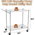 thumbnail image 7 of Luku 2-Tier Heavy Duty Utility Cart - Commercial Grade Steel Rolling Cart with Wheels & Handle, NSF Listed Multi-Purpose Shelf for Kitchen, Storage or Retail Display, 7 of 7