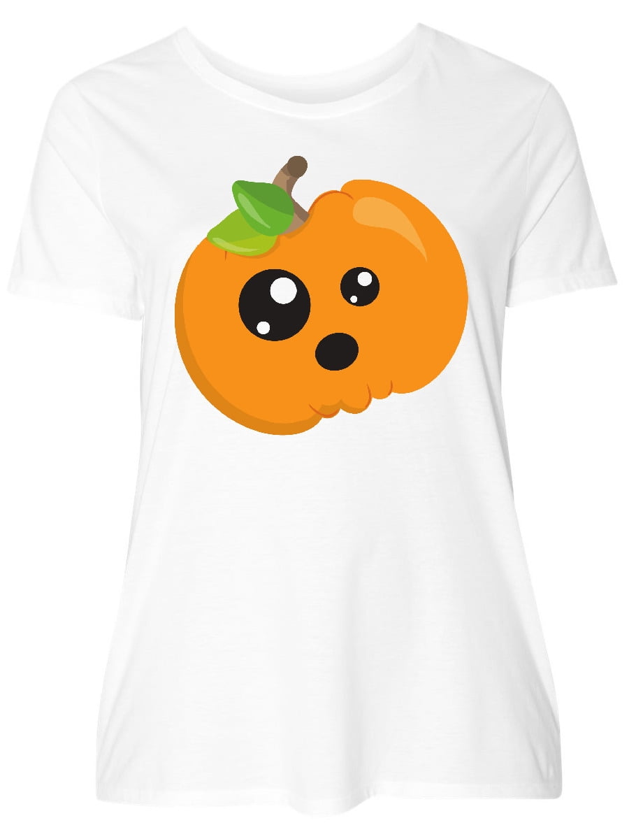 INKtastic - Inktastic Surprised Pumpkin, Orange Pumpkin, Halloween Adult Women's Plus Size T 