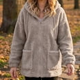 thumbnail image 5 of Plus Size Womens Fuzzy Winter Coats Full Zip Oversized Lightweight Hooded Fall Jackets with Pockets Drawstring Long Sleeve Loose Outerwear Size to 4XL, 5 of 9