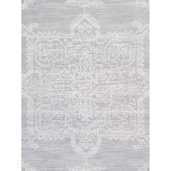 Pasargad Home Modern Collection Hand-Tufted Wool Area Rug, 9' 9" X 13' 9", Silver