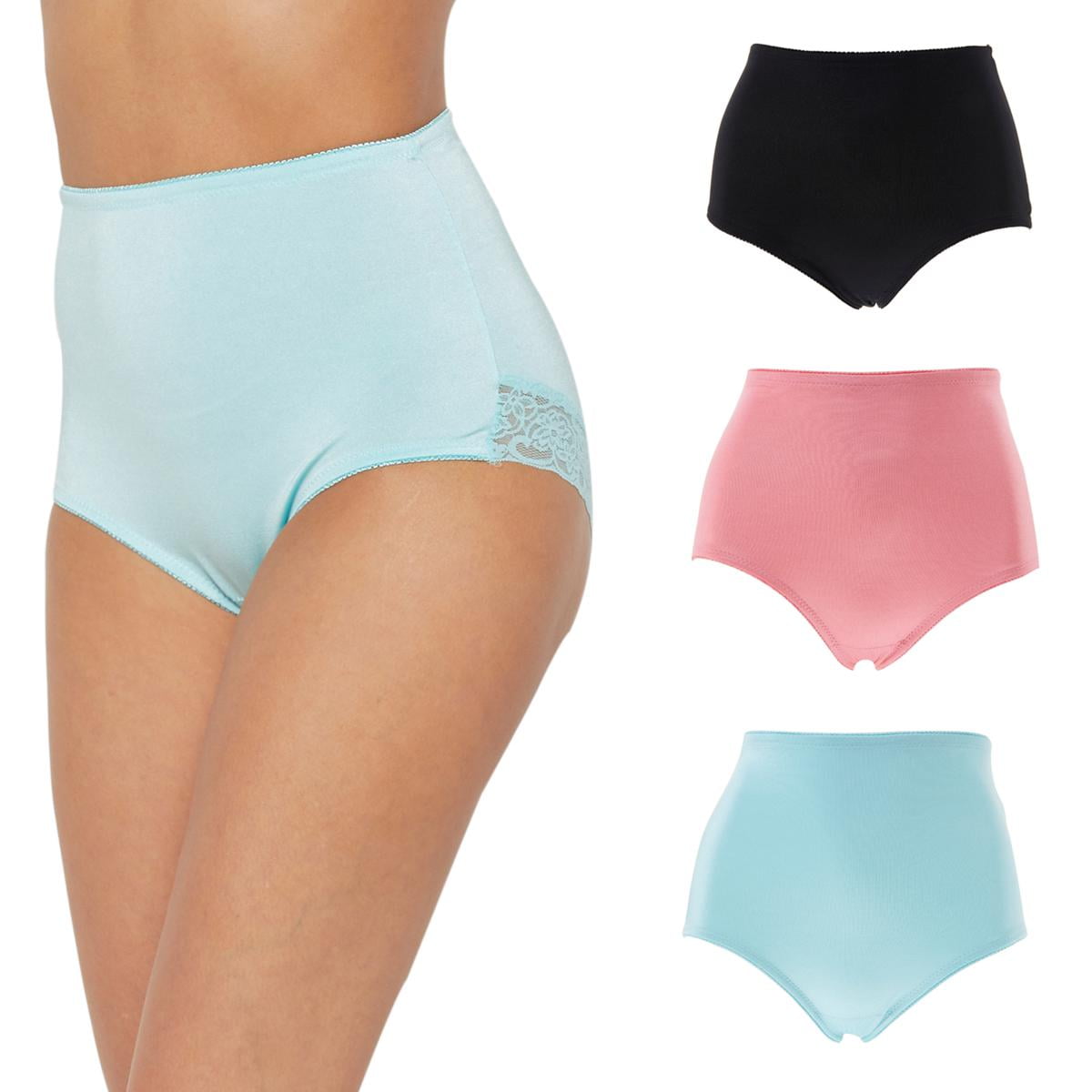 Pack of 6 Ladies Black White Lace Maxi Brief Cotton Rich Full Underwear Knickers Pack of 6 Ladies Black White Lace Maxi Brief Cotton Rich Full Underwear Knickers