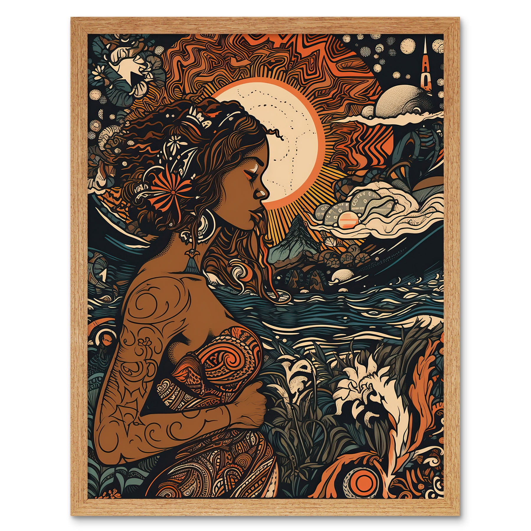 Gaia Mother Nature Modern Art Nouveau Folk Art Art Print Framed Poster ...
