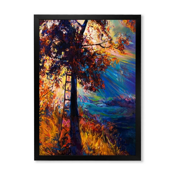 Designart 'Silhouette Of Autumn Tree In The Sunset Glow' Traditional Framed Art Print
