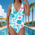 thumbnail image 2 of UTSJKR Women Tummy Control One Piece Swimsuit Floral Printed Deep V Neck Bathing Suit Full Coverage Slimming Swimwear Multicolor L, 2 of 6