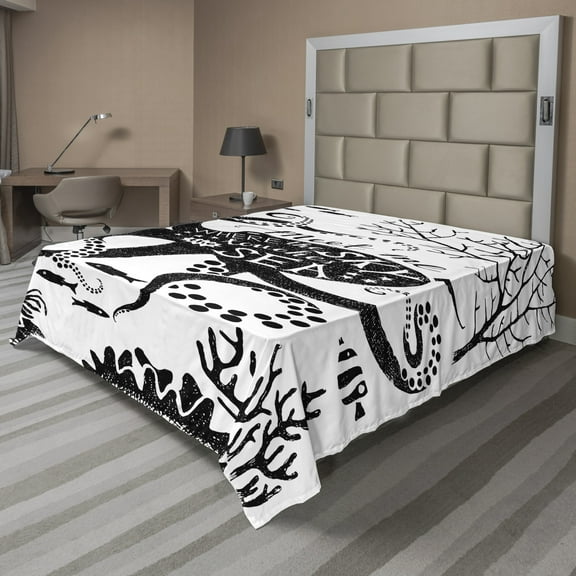 Ambesonne Saying Flat Sheet, Romantic Saying and Undersea, California King, Charcoal Grey White