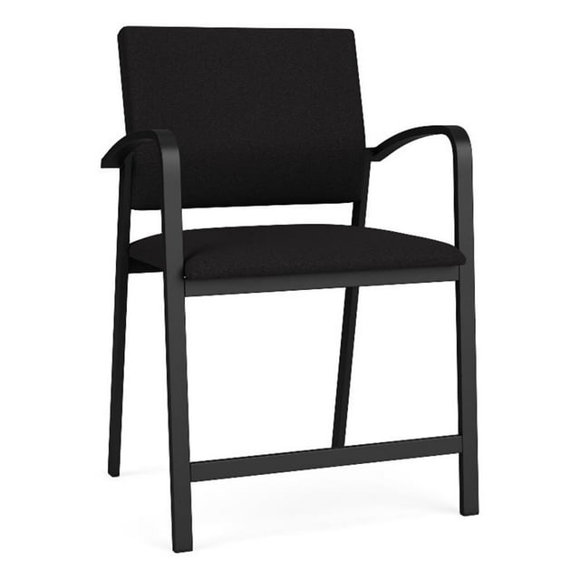 Pemberly Row Reception Waiting 24.5" Oversize Hip Chair / Black Steel / Black