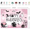 thumbnail image 2 of 75FT Pink Halloween Backdrops for Photography Scary Skeleton Pumpkin Halloween Photo Booth Ghost Bat Spider Cemetery Banner, 2 of 4