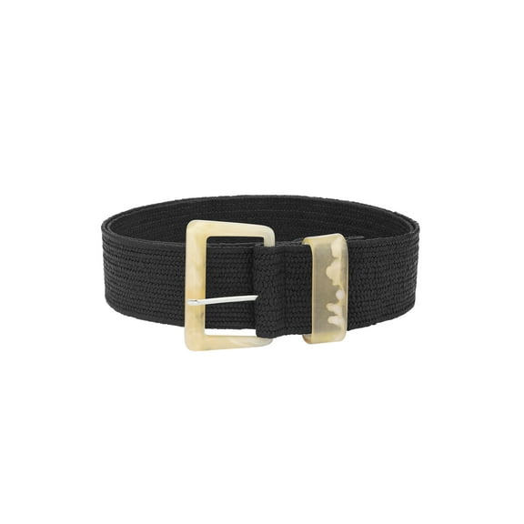 INSPIRE CHIC Women's Wide Belt Braided Elastic Casual Pin Buckle Decorative Waist Closure for Dresses 98x5cm/38.6x2.0" Black