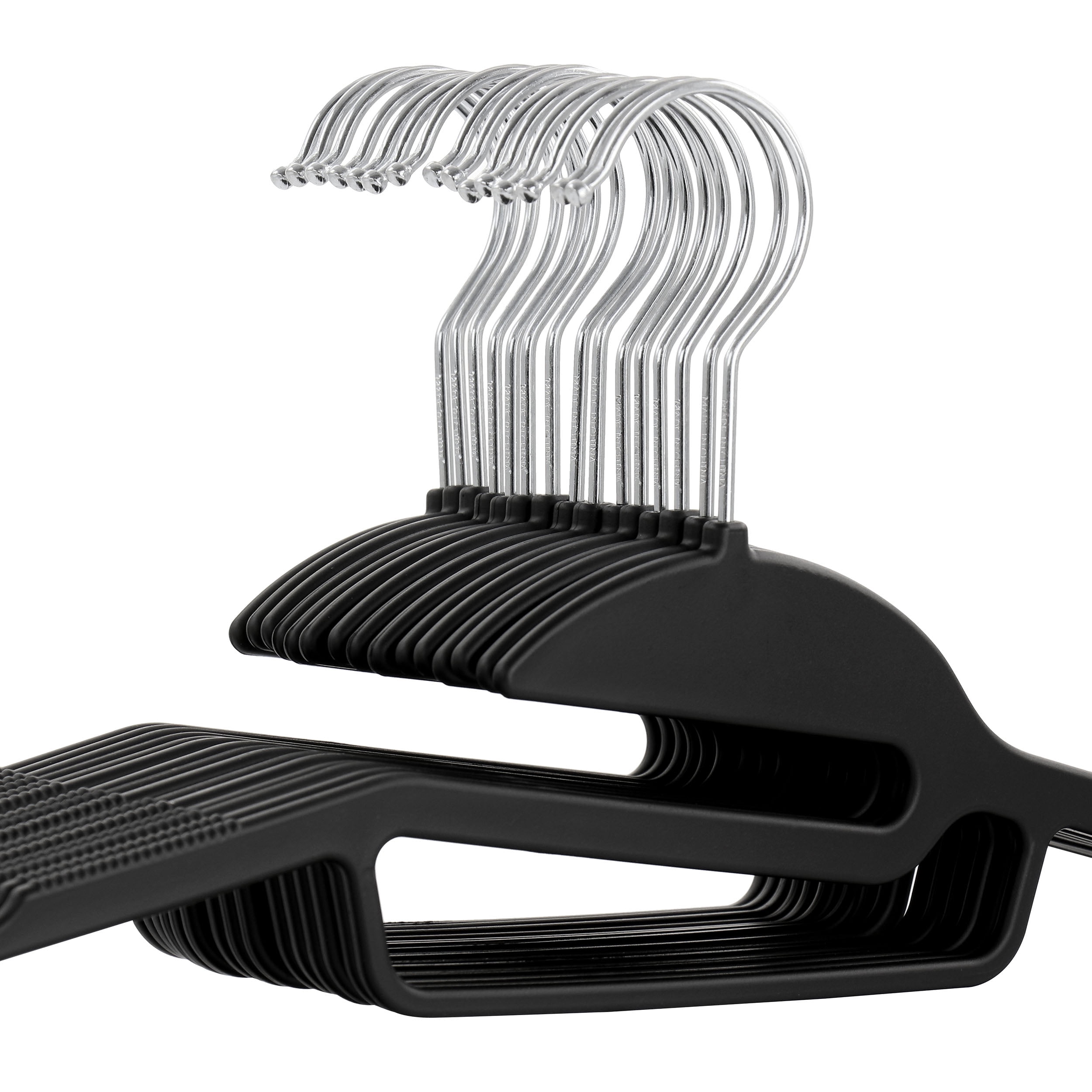 Elama Home 30 Piece Rubber Non Slip Hanger with U-Slide in Black