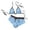 a-134Light Blue66, variant on Womens Polka Dot Print Triangle Halter Bikini Top With Contrast Trim High Waisted Boyshorts Bottom With Front Tie Two Piece Swimwear Set For Beach Days Summer Vacations Leisure Swimwear