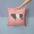 thumbnail image 2 of Belted Galloway Cow Pink Check Fabric Decorative Pillow, 2 of 4