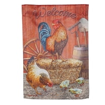 Chicken in Barn Suede Garden Flag