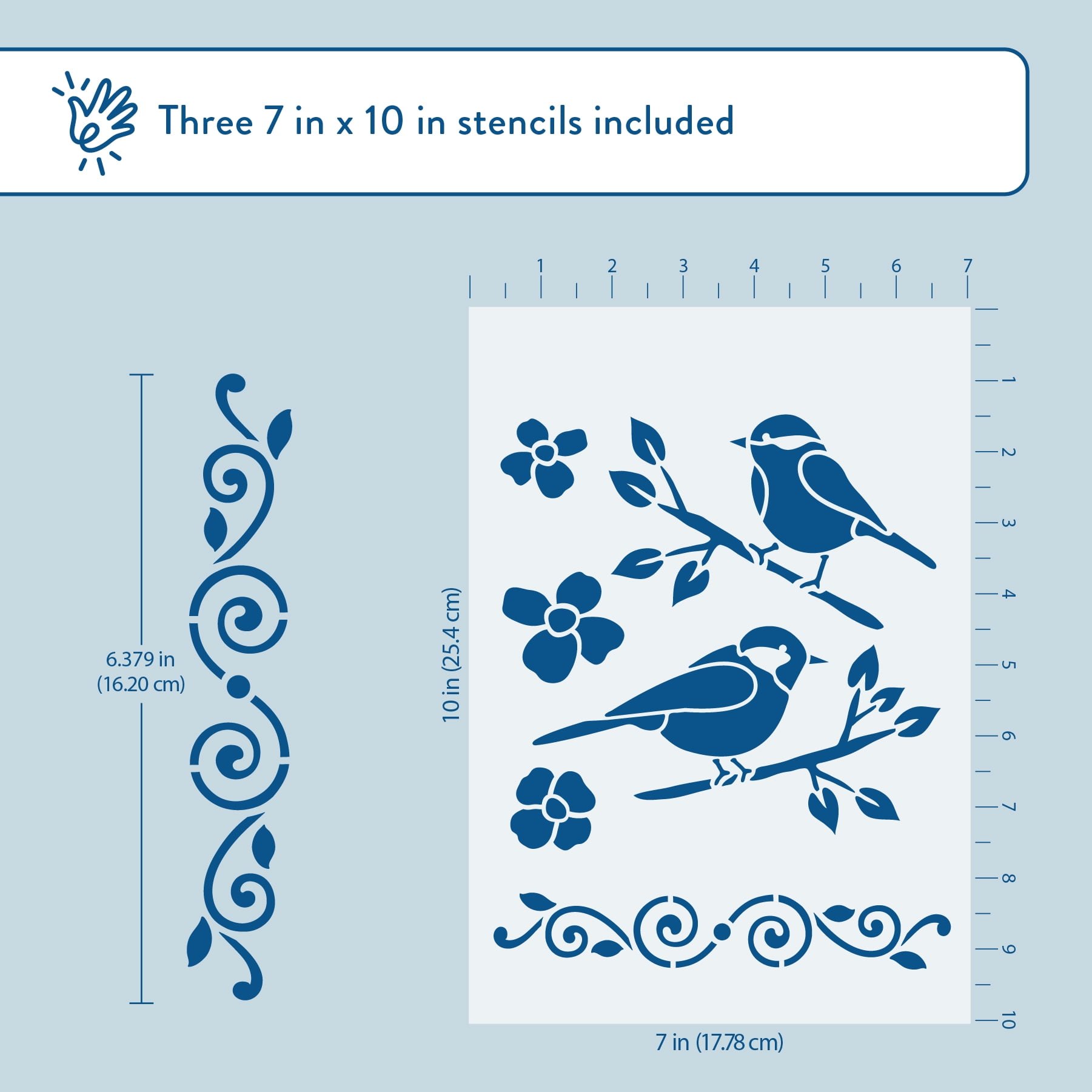 Hello Hobby Stencil Set, 7" x 10", 3 Piece, Birds