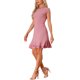 thumbnail image 4 of Vestido de mujer con mangas cortas, cuello redondo, con volantes en la parte inferior, por encima de la rodilla, color rosa oscuro, 4 of 6