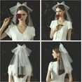 thumbnail image 2 of PIKADINGNIS Women Bridal Veil Bowknot Lace Tulle Short Wedding Bridal Veil With Comb 2 Layer Hen Party Cosplay Accessories, 2 of 6