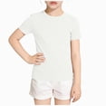 thumbnail image 4 of KPOPLK Girls Summer T Shirts Kids Casual Crewneck Solid Short Sleeve Loose Basic Tee Tops 1-12 Years Size 11-12 Years,White, 4 of 6