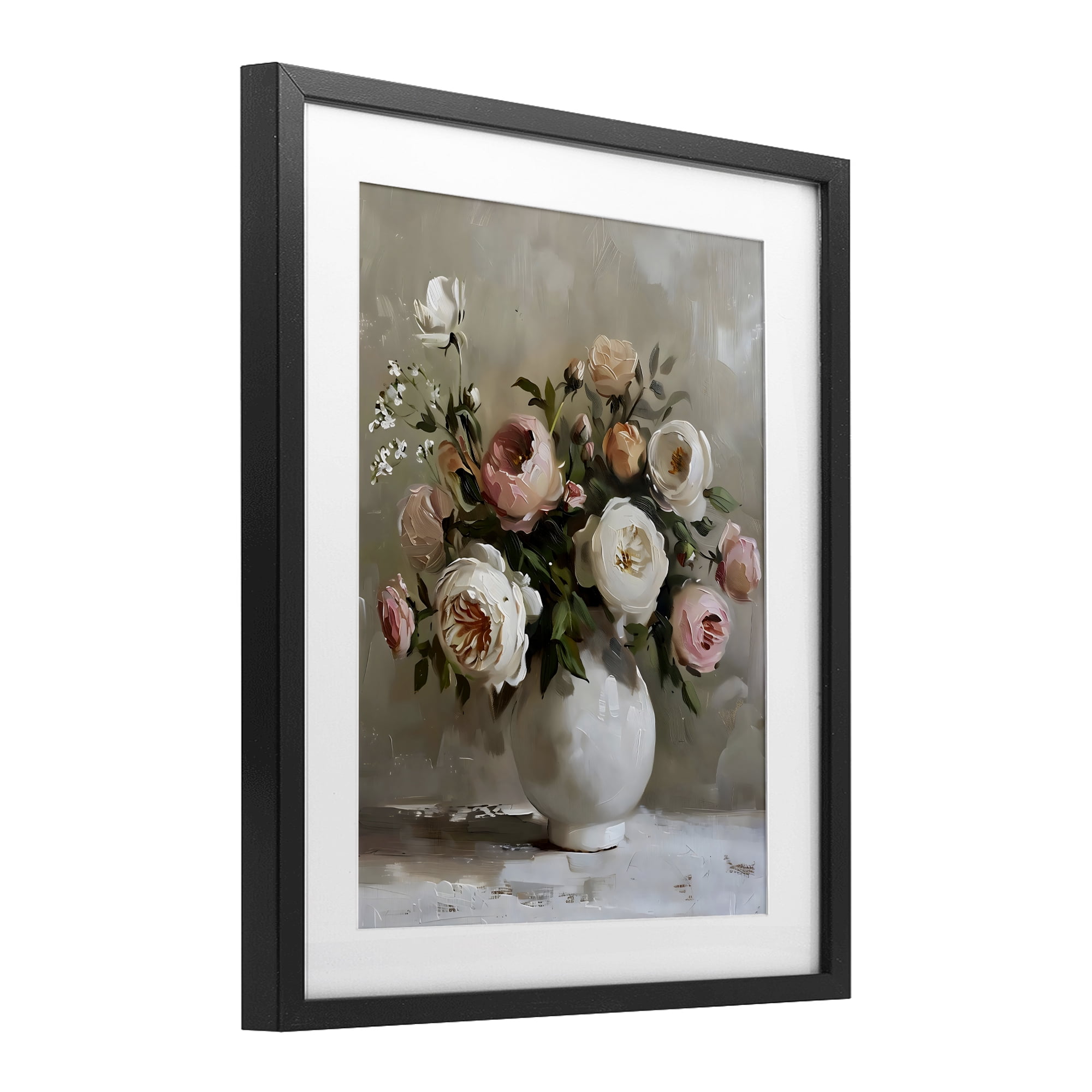 Stupell Industries Peony Blooms Bouquet Vase Black Framed Print Under Glass, design by Creative Studio