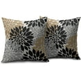 thumbnail image 2 of Black Brown Pillow Covers 16x16 Set of 2 Grey Dahlia Modern Geometry Flower Decorative Throw Pillows Outdoor Summer Floral Farmhouse Pillowcases Cushion Case Decor for Home Sofa Couch Bed, 2 of 6