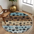 thumbnail image 2 of Round Rugs 5Ft, Cute Dog Claws Round Area Rug Washable Indoor Throw Carpet, Farmhouse Blue Wooden Puppy Pawprints Soft Non Slip Circle Rug for Cabinet Bathroom Home Decor Aesthetic, 2 of 8