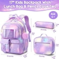 thumbnail image 2 of 3-Piece Kawaii Backpack Set - Lightweigt Water Resistant Daypacks Travel Bookbag, Purple Pink, 2 of 8