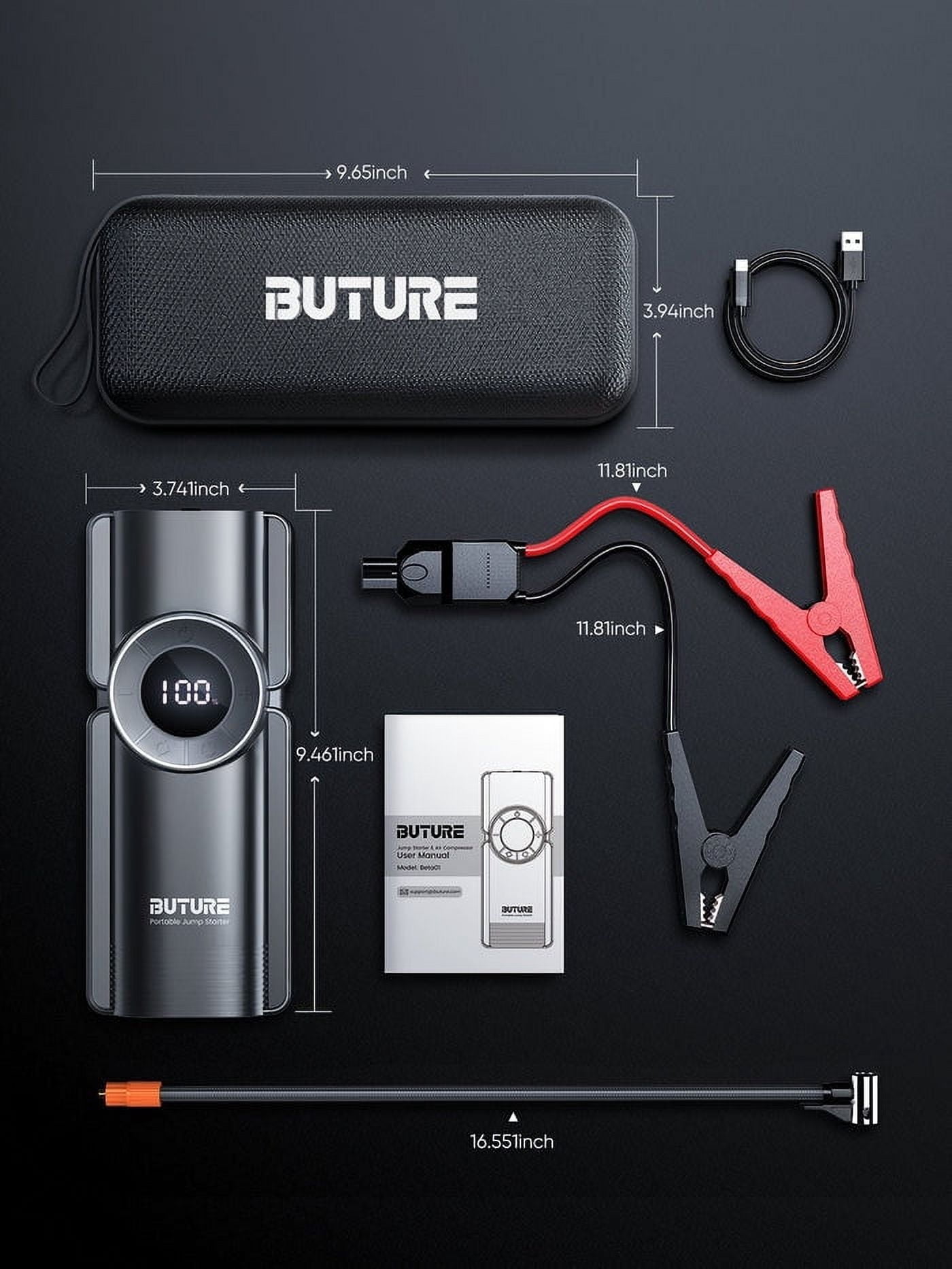 4000A Peak Car Battery Jump Starter With Air Compressor 150PSI, Power Bank 12V Digital Tire Inflator