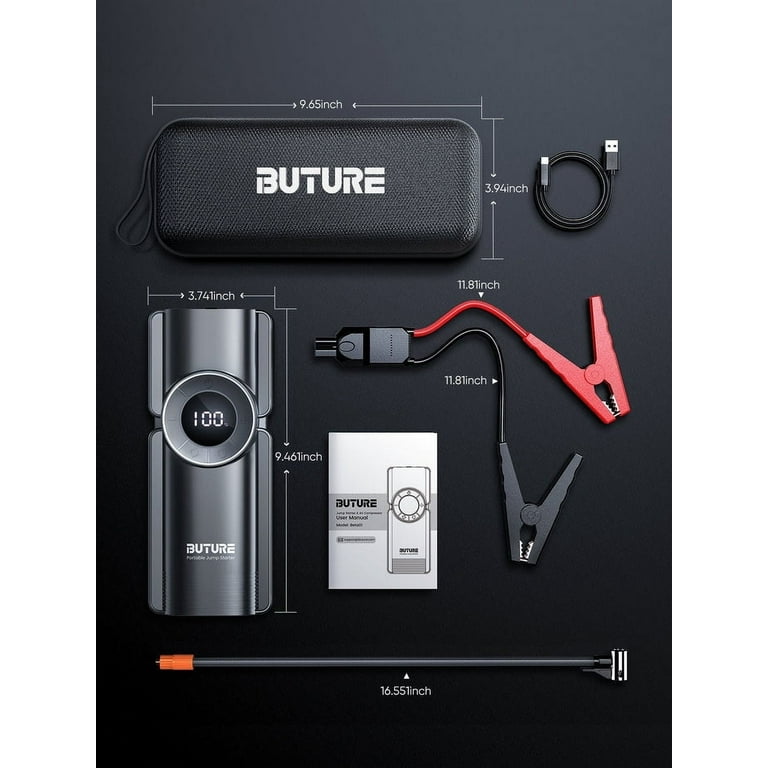 アクセサリー BUTURE Jump Starter with Air Compressor Buture Car Jump Starter 20000mAh, 2500A 12V with Air