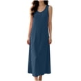 thumbnail image 4 of QIbmong Sleeveless Nightgowns for Women Henley Neck Maxi Summer Dress Casual Comfy Loose Fitted Loungewear(XXXL,Army Green), 4 of 9