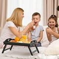 thumbnail image 3 of Bed Tray Table with Folding Legs Wooden Serving Breakfast in Bed or Use As a Platter Tray(Black), 3 of 6