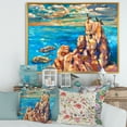 thumbnail image 2 of The Blue Ocean By Rocky Cliffs I 32 in x 16 in Framed Painting Canvas Art Print, by Designart, 2 of 5