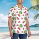 thumbnail image 3 of Balery Hand Drawn Watermelon Camisas hawaianas de manga corta para hombre, camisas playeras de corte holgado, camisas de vacaciones con botones,Small, 3 of 7
