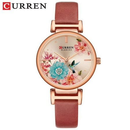 Minimalism Style Women Watches CURREN Brand Luxury Quartz Wristwatches Fashion Flower Dial Ladies Elegant Watch Reloj Mujer 9057