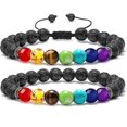 thumbnail image 1 of Bead Chakra Bracelet - 7 Chakras 8mm Lava Rock Stone Anxiety Bracelet Essential Oil Diffuser Stone, 1 of 4